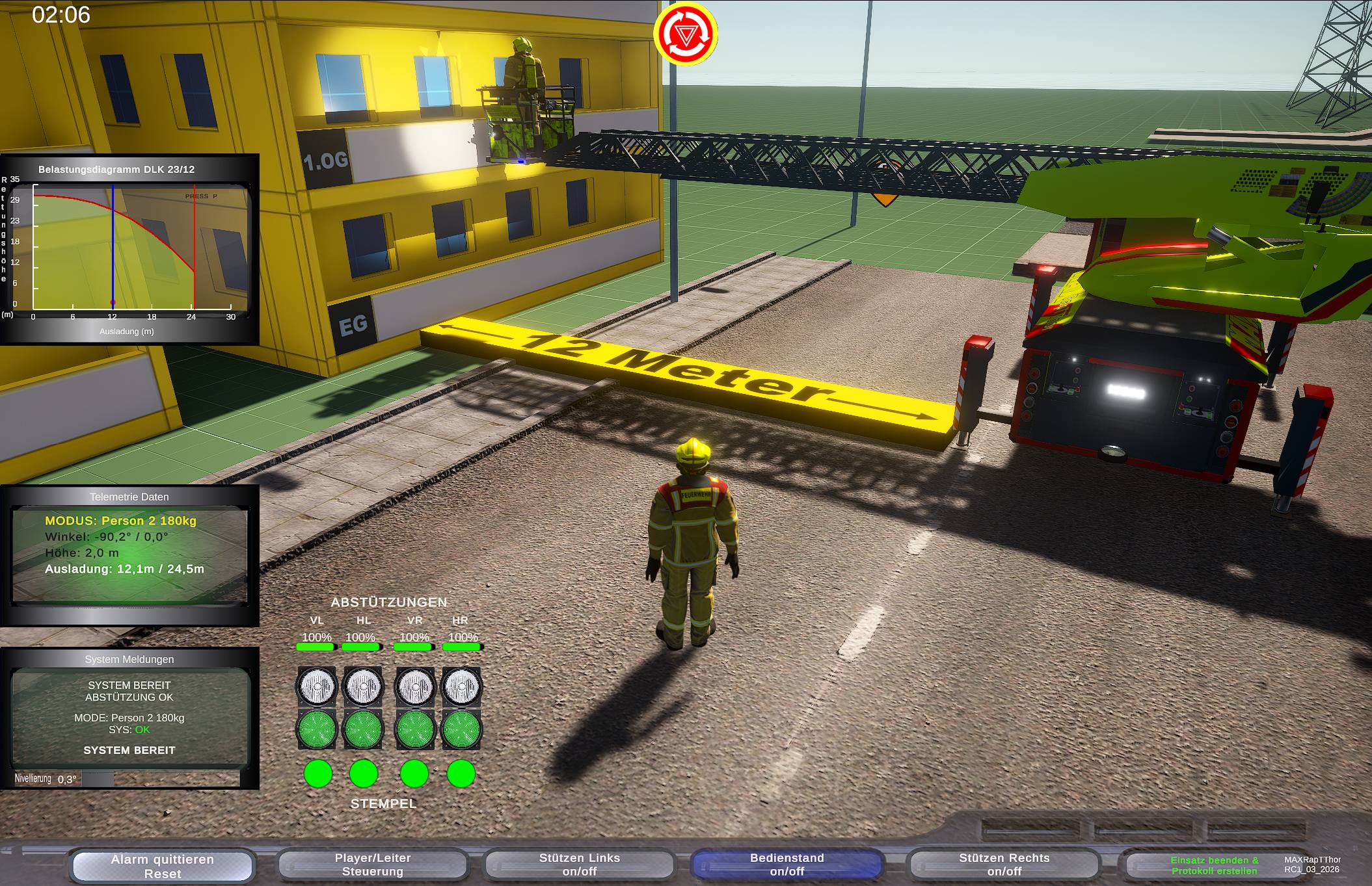 Ausladung 12m Training